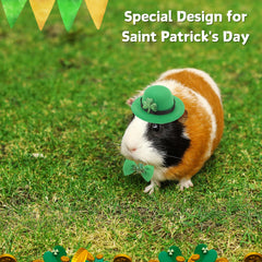 SEZDEKI sombrero verde con trébol para mascotas, detalle festivo.