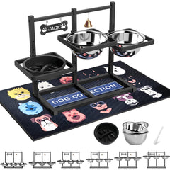 SHAINFUN soporte elevado con tres cuencos para comidas simultáneas sin desorden