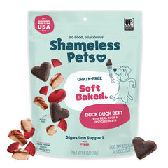 Shameless Pets galletas blandas Duck Duck Beet en envase 6oz para entrenamiento.