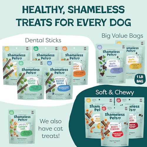 Shameless Pets galletas sin grano, sin maíz ni soja, opción saludable para perros.