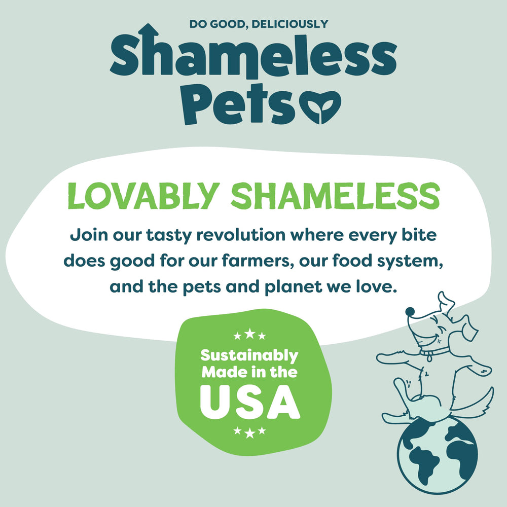 Golosinas Shameless Pets aptas para perros de todos los tamaños.