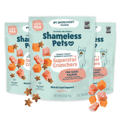 Friandises Shameless Pets – saumon naturel pour pelage sain.