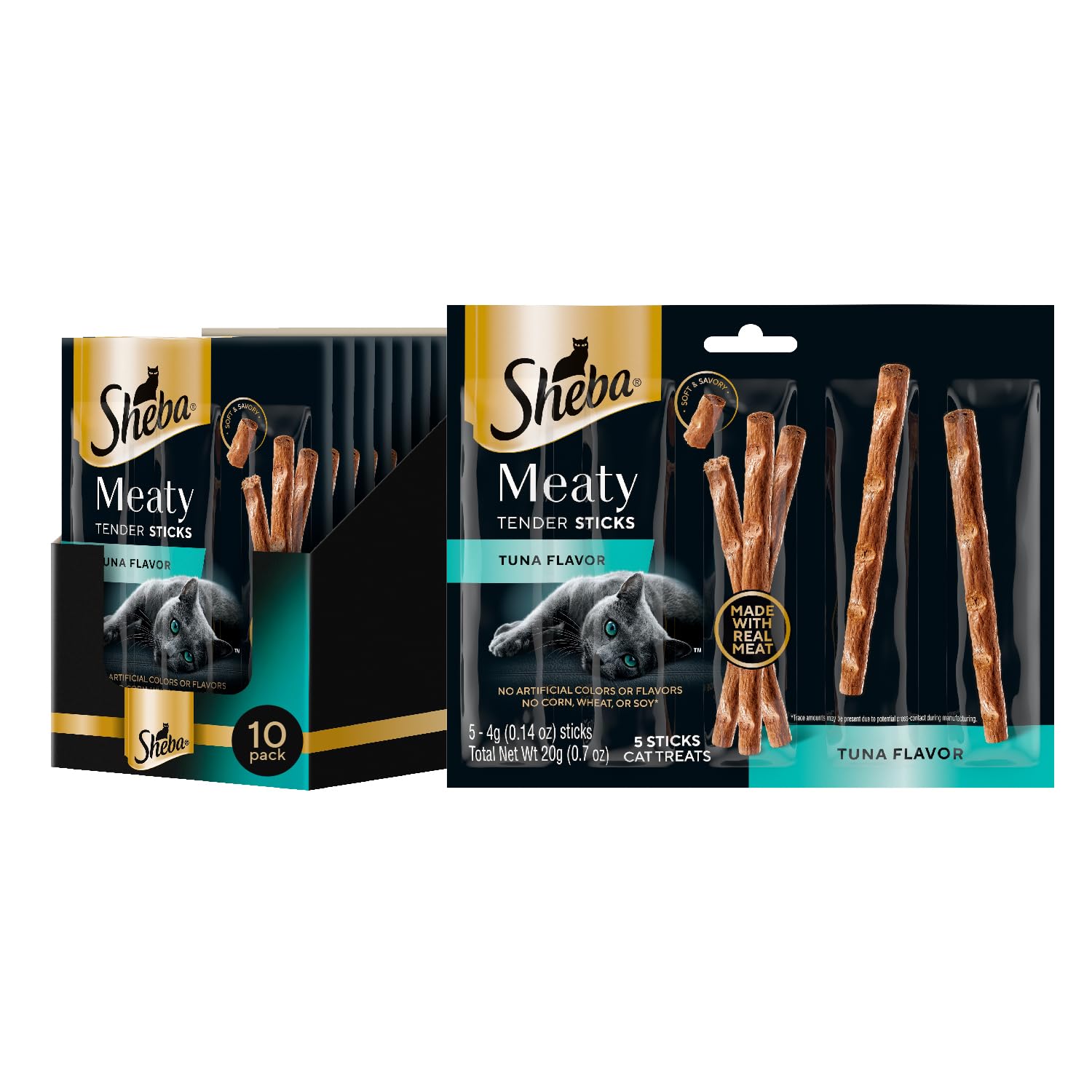Sheba bastones tierno pollo: snack suave para el vínculo diario con tu gato.