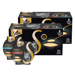 Sheba Bisque Lickable en tazones, complemento gourmet para la comida diaria.