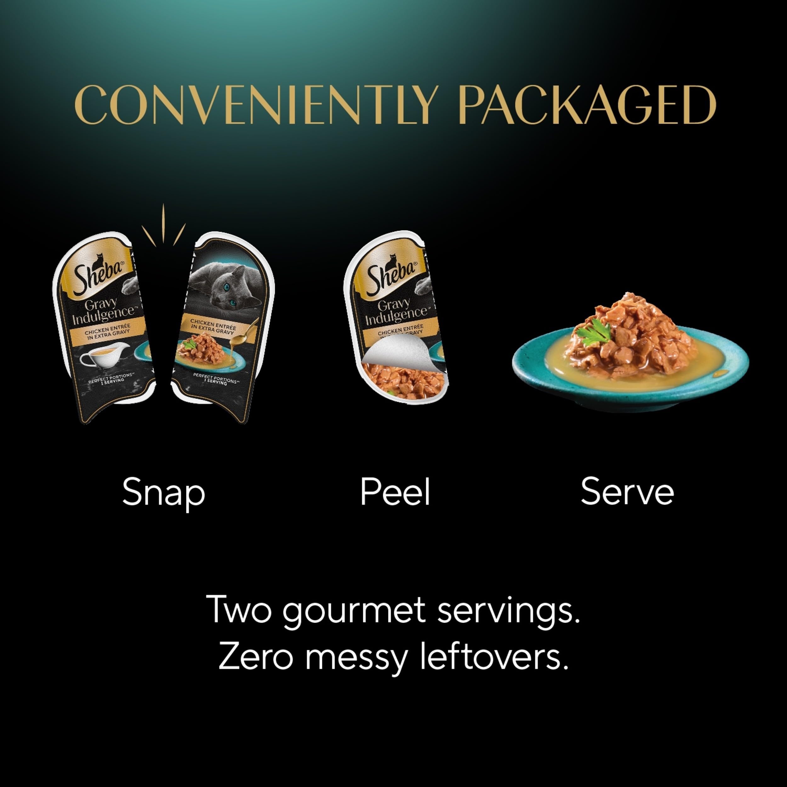 Sheba Gravy Indulgence: elaborado en Estados Unidos con ingredientes premium.