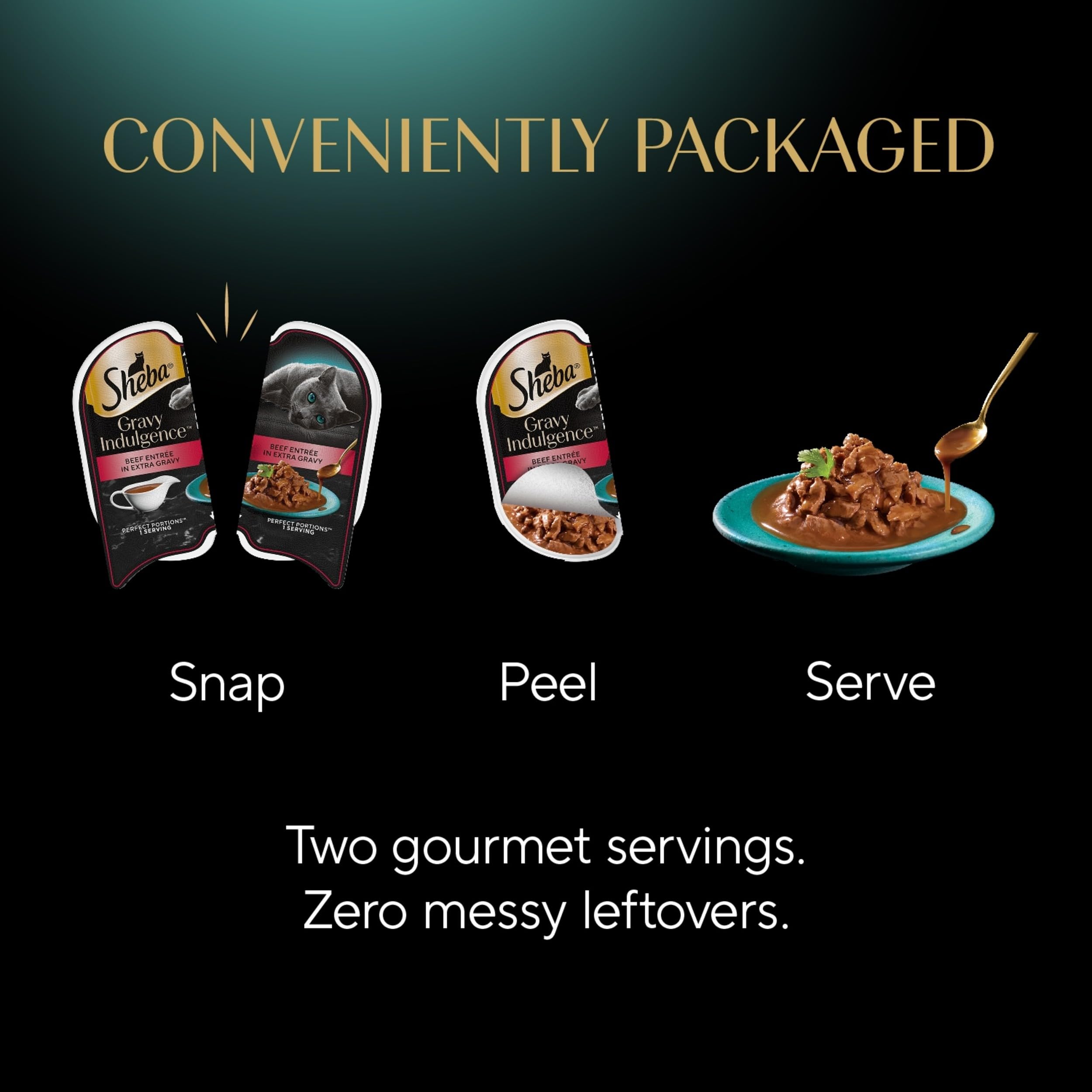 Sheba Gravy Indulgence: ingredientes premium, elaborado en Estados Unidos.