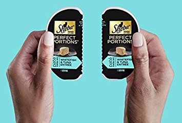 Sheba Perfect Portions Fletán y Atún, bandeja, opción sabrosa para variedad