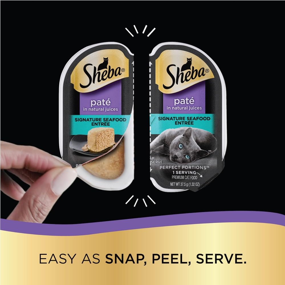 Sheba Perfect Portions Pate de pescado blanco con atún, sabor delicado y proteína