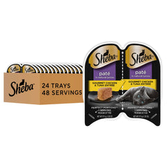Sheba Porciones Perfectas Pate pollo y atún: porciones limpias para servir.