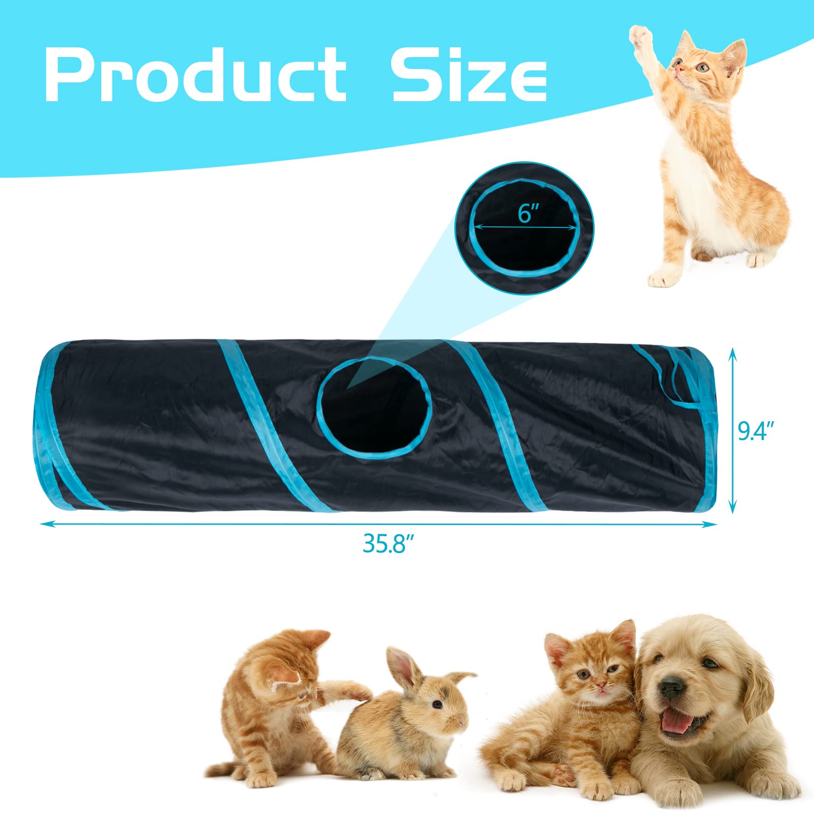 Túnel para gato Sheldamy plegable fácil de guardar tras jugar.