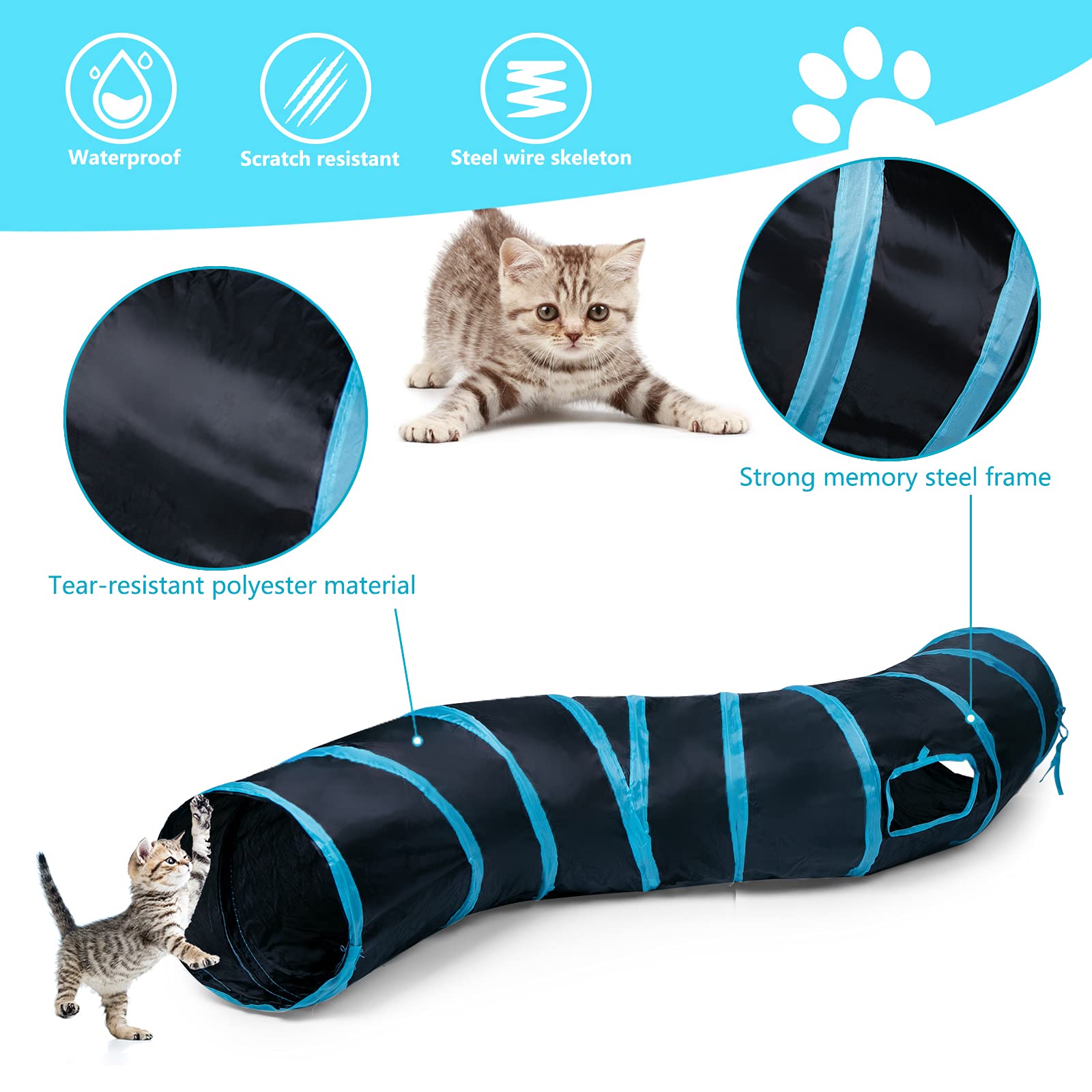 Sheldamy túnel de juego con bola, estímulo interactivo para felinos.
