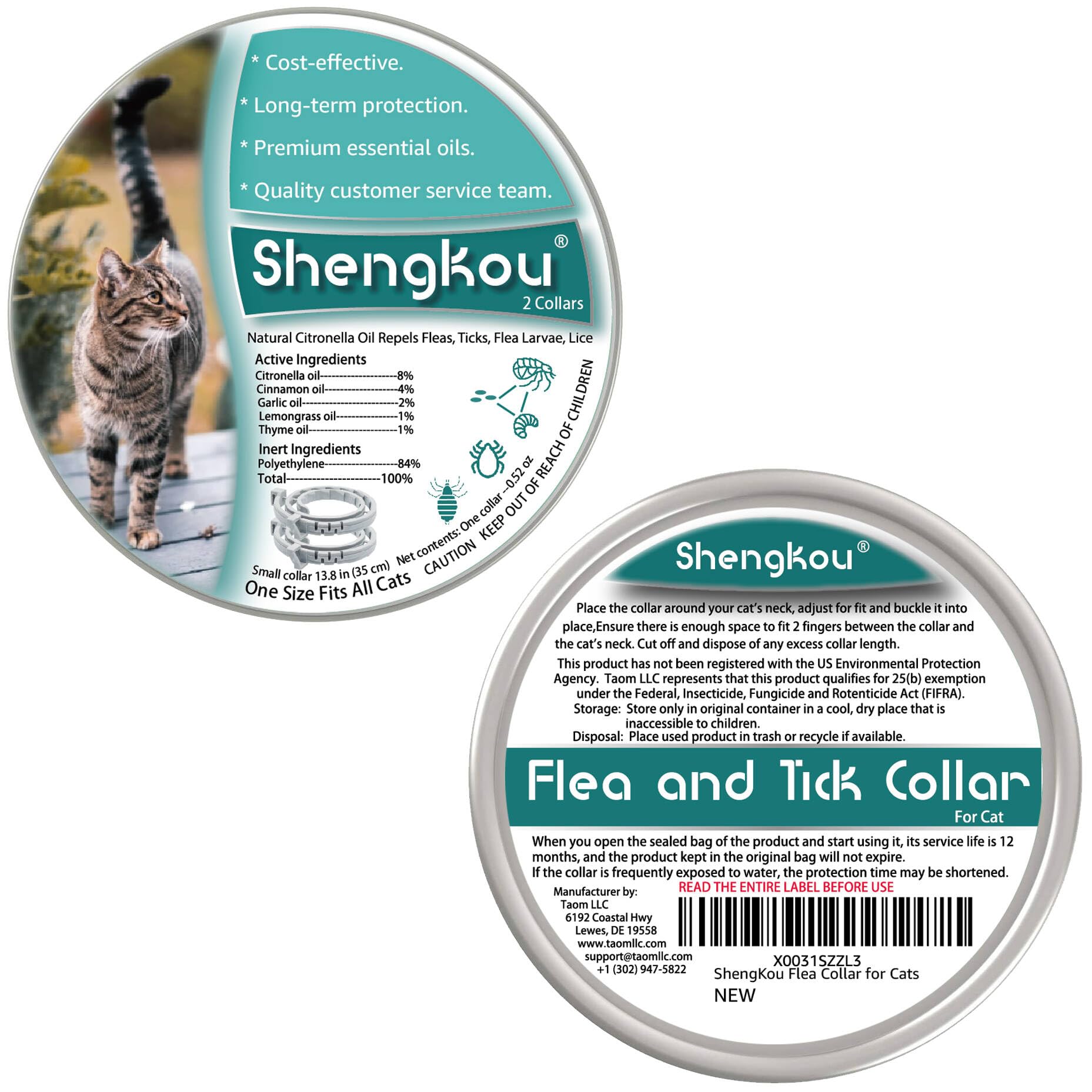 ShengKou collar tamaño 13.8 pulgadas para gatitos