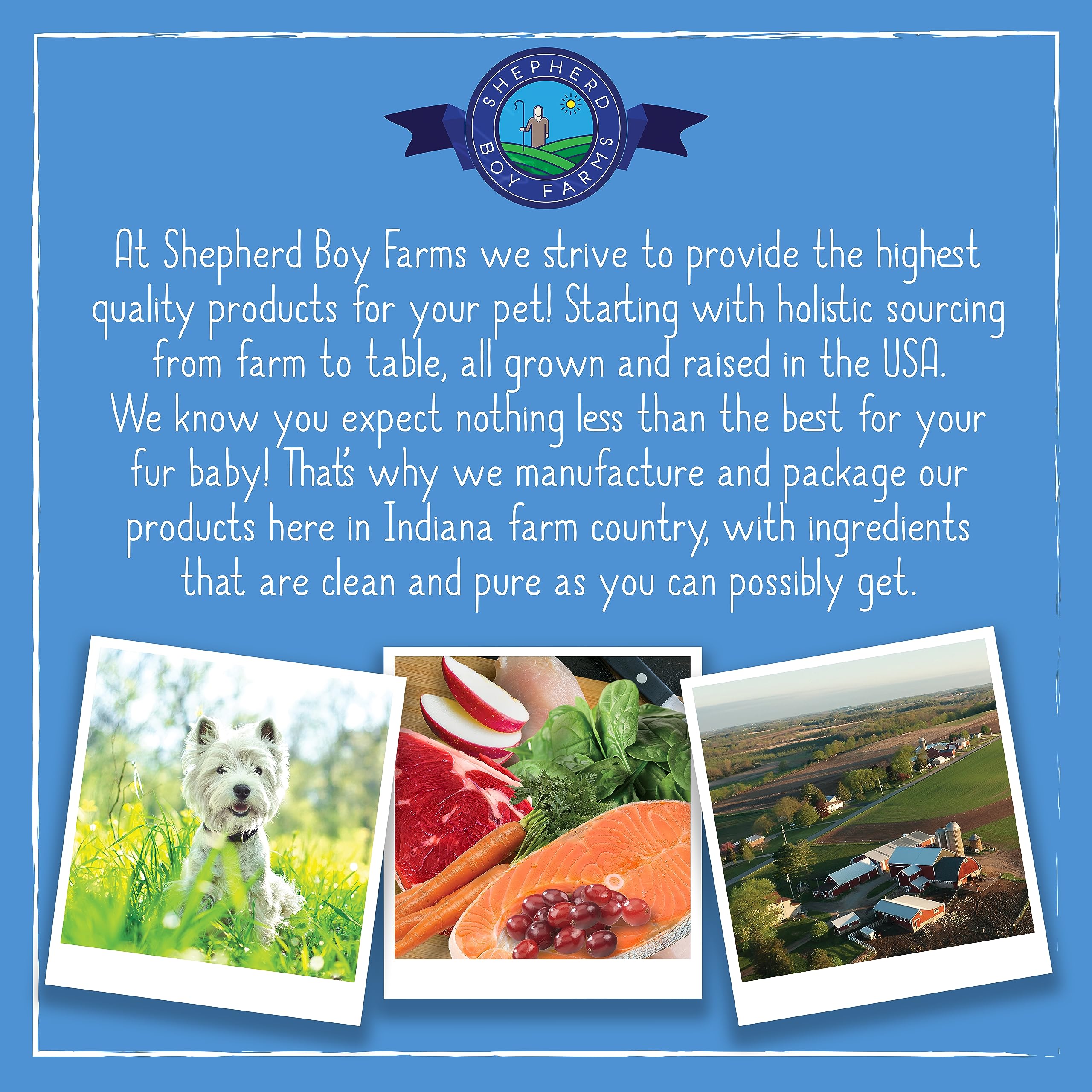 Alimento Shepherd Boy Farms alto en proteína para perros activos.