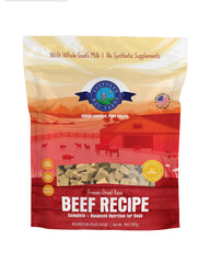 Bolsa de Shepherd Boy Farms con alimento liofilizado de ternera, listo para servir.