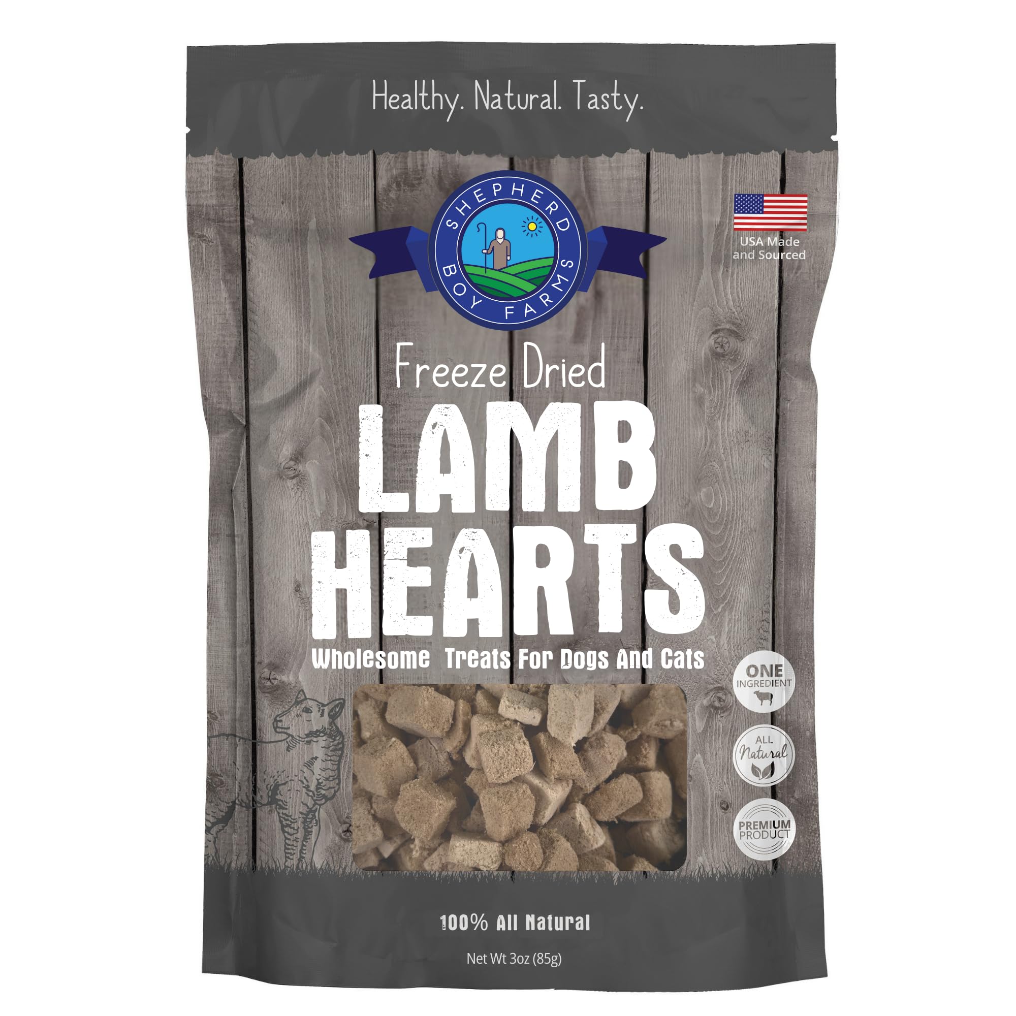 Shepherd Boy Farms corazón de cordero en paquete, snack saludable para entrenamiento