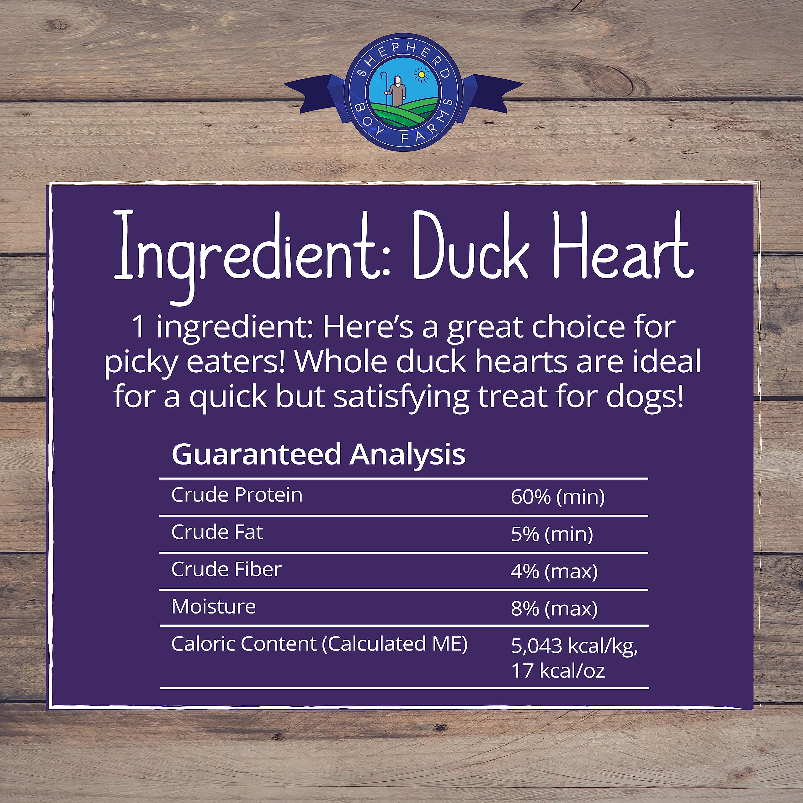 Shepherd Boy Farms corazon-de-pato-sin-ingredientes-adicionales, sin rellenos ni aditivos.