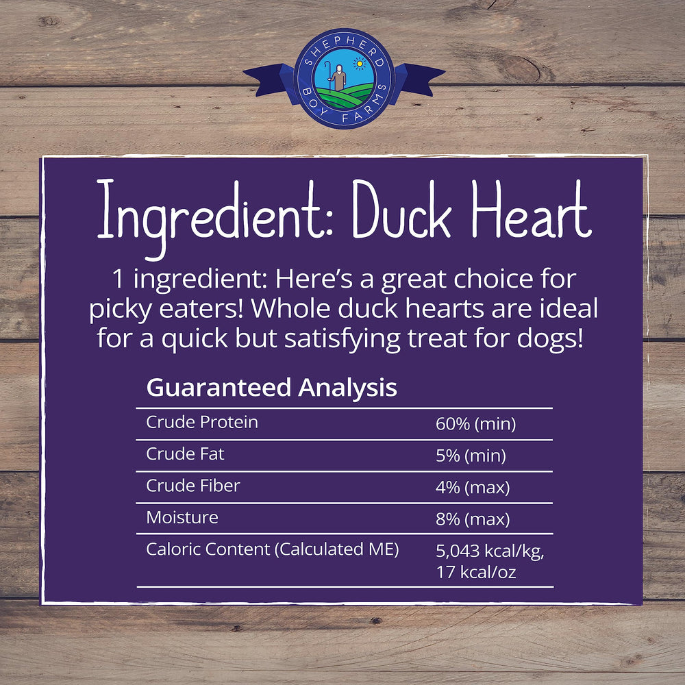 Shepherd Boy Farms corazon-de-pato-sin-ingredientes-adicionales, sin rellenos ni aditivos.