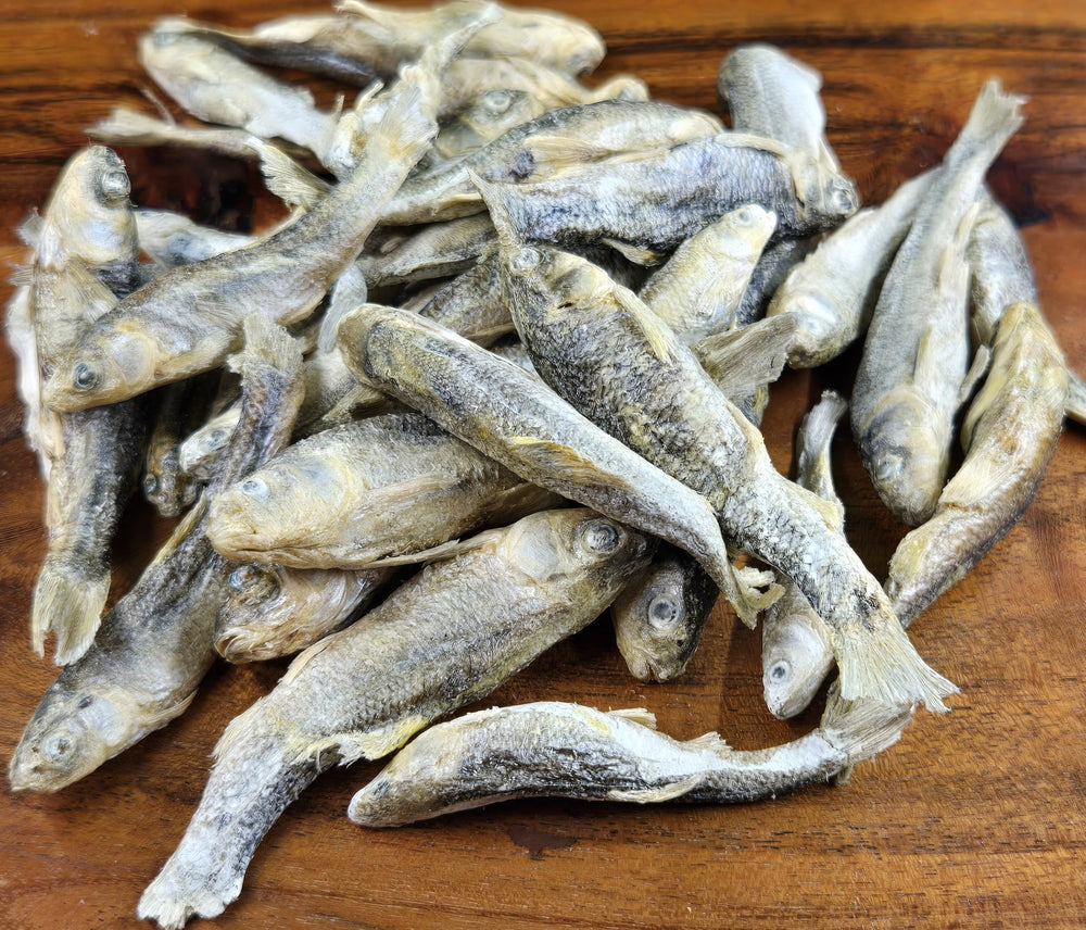 Empaque de Minnows liofilizados de Shepherd Boy Farms, snack natural
