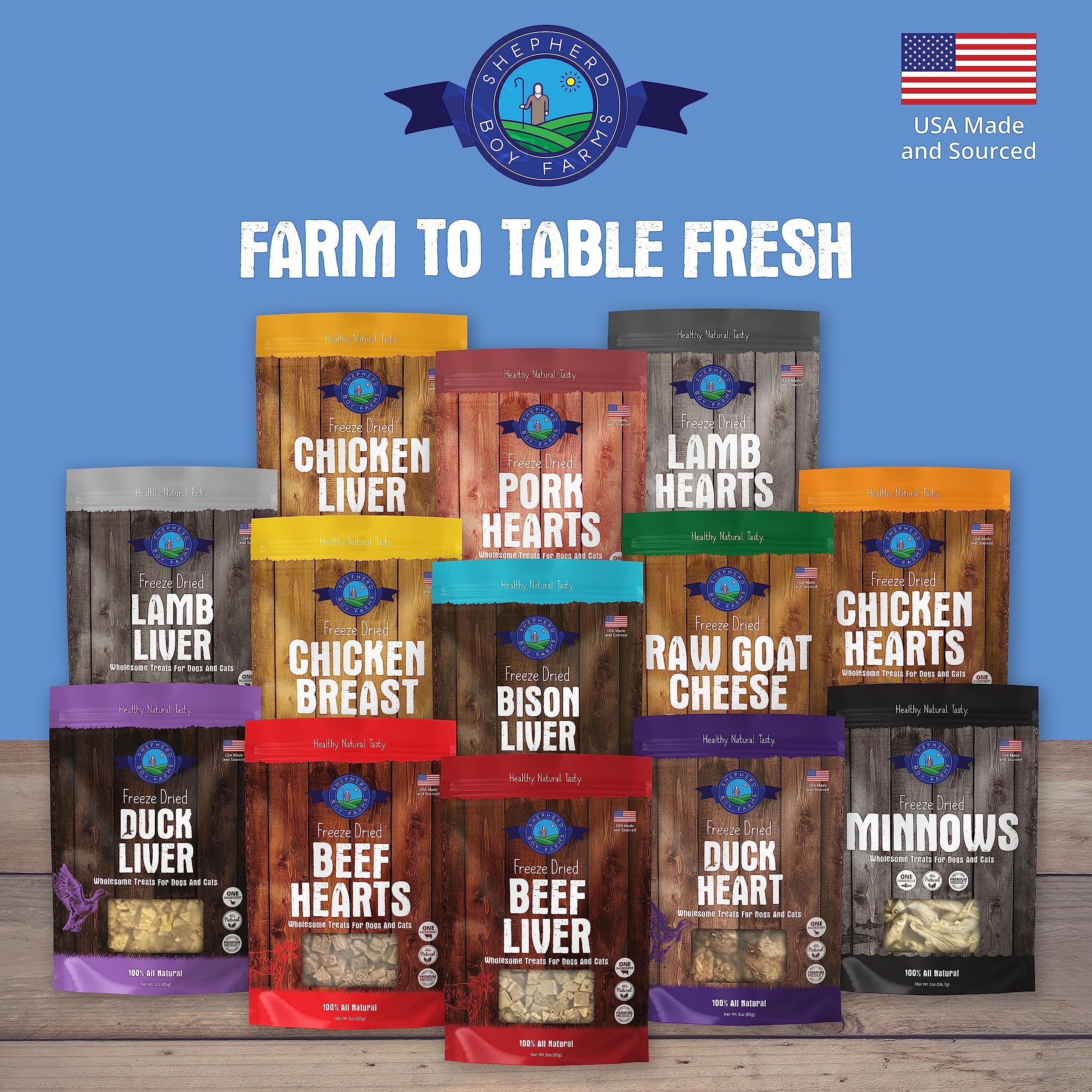 Shepherd Boy Farms higado de bison sin granos, complemento para dietas sensibles.