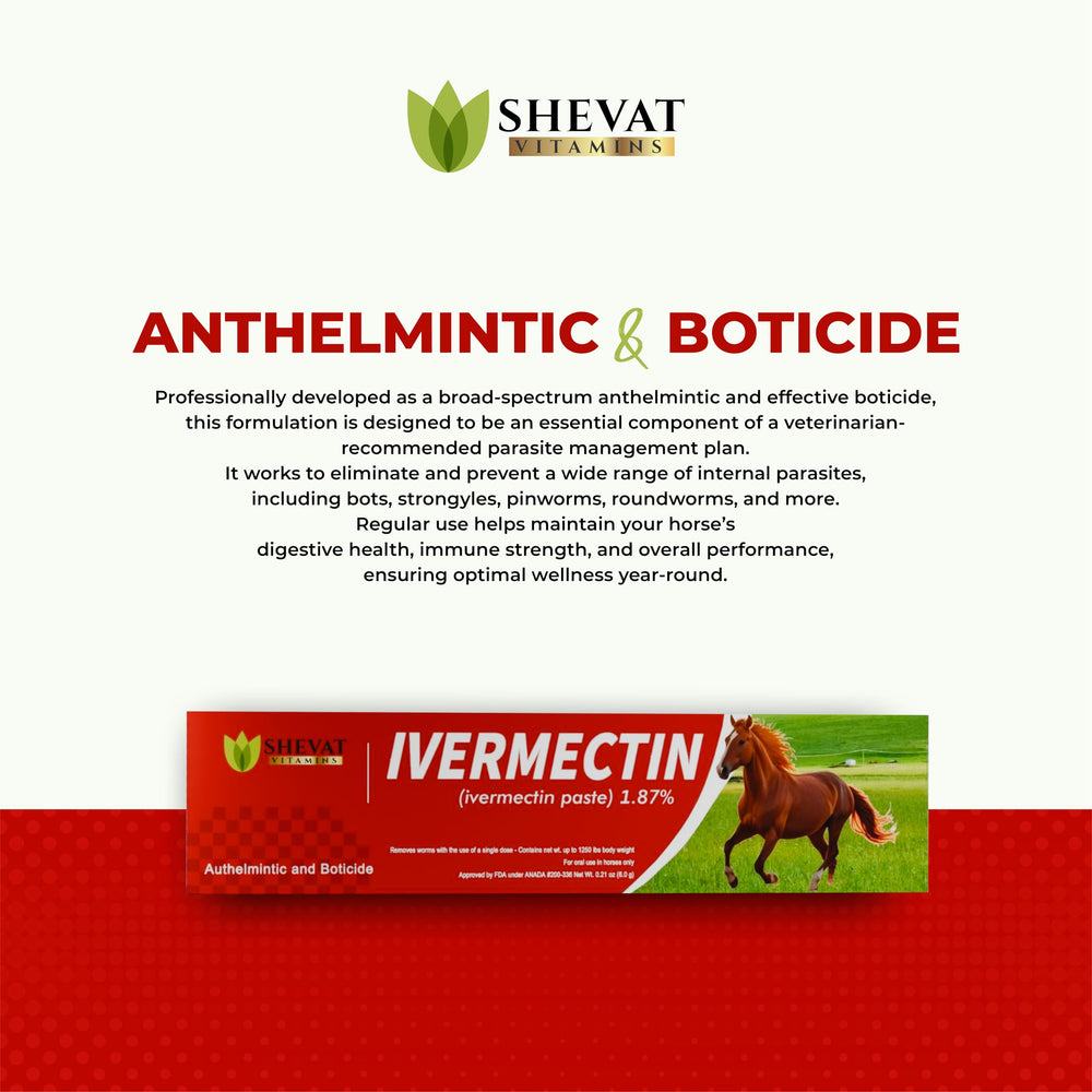 SHEVAT VITAMINS Ivermectina para caballos hasta 1250 lb.