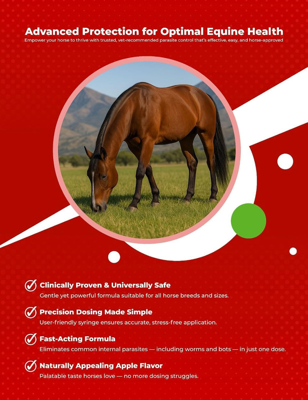 Pasta de ivermectina sabor manzana de SHEVAT VITAMINS para caballo, aceptación mejorada
