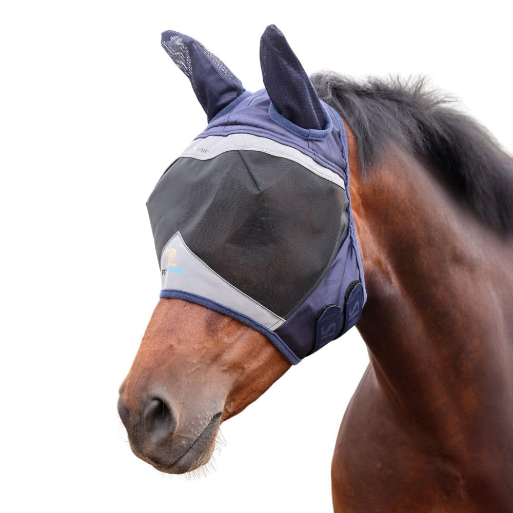 Shires FlyGuard Pro con malla fina y orejas protege cara y orejas en uso diario.