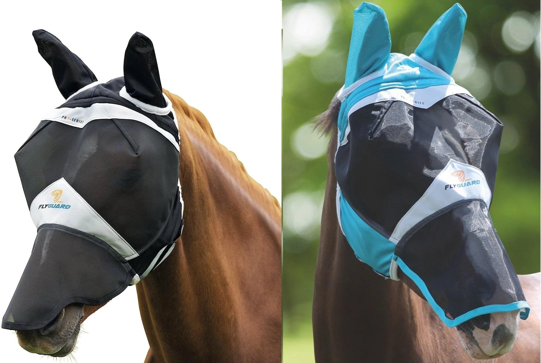 Shires máscara moscas para caballos con orejas y nariz, protección UV incluida.