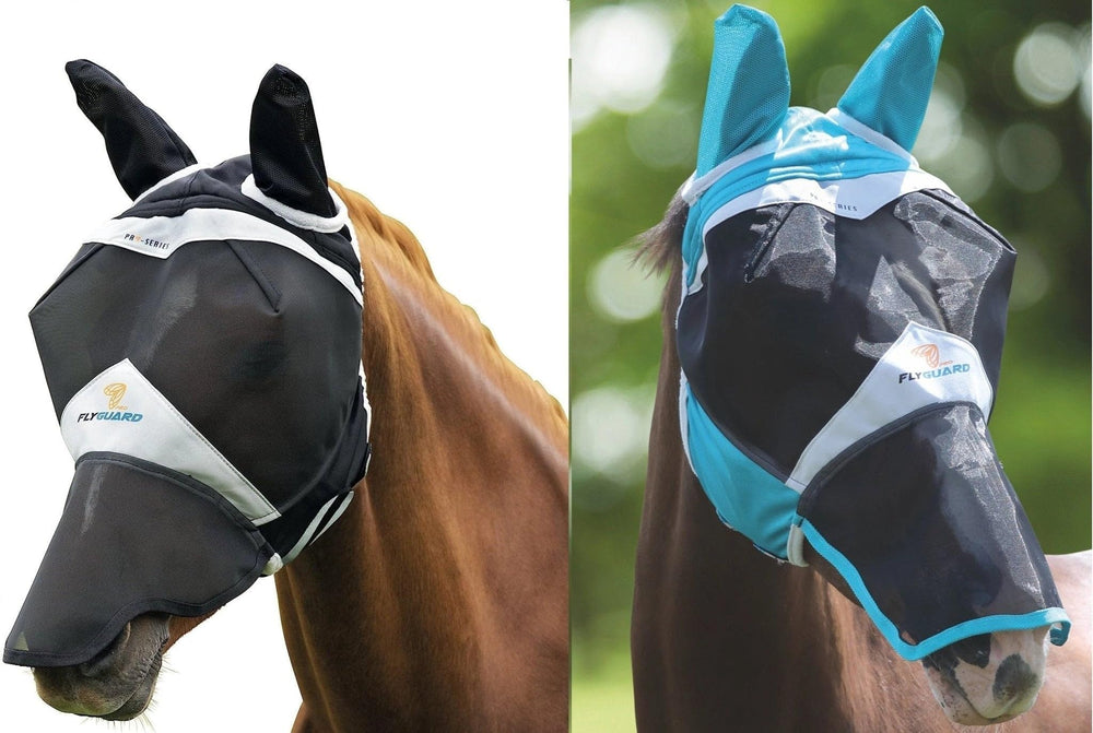 Shires máscara moscas para caballos con orejas y nariz, protección UV incluida.