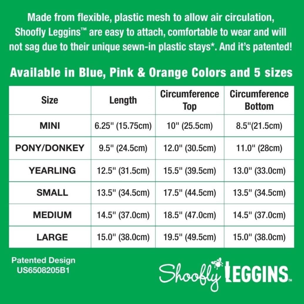 SHOOFLY Leggins se usan en establo o pastoreo para caballos activos.