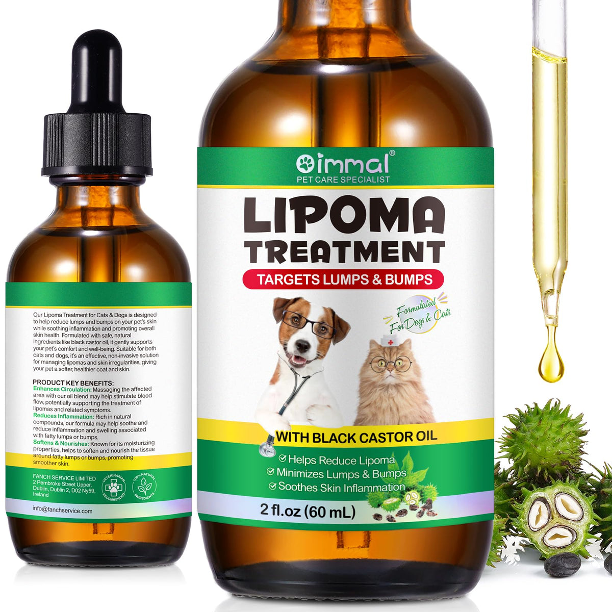 Shuangjia Lipoma tratamiento para perros y gatos con aceite de ricino 2 fl oz.