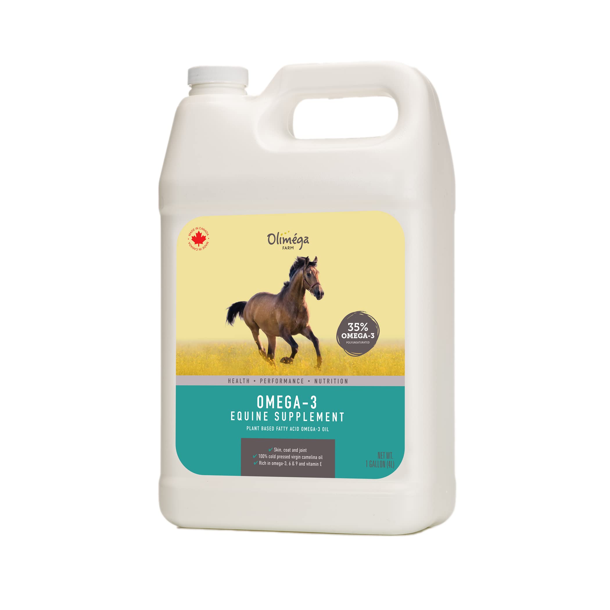 Signé Caméline Aceite de camelina para caballos: botella de 1 galón para pelaje brillante