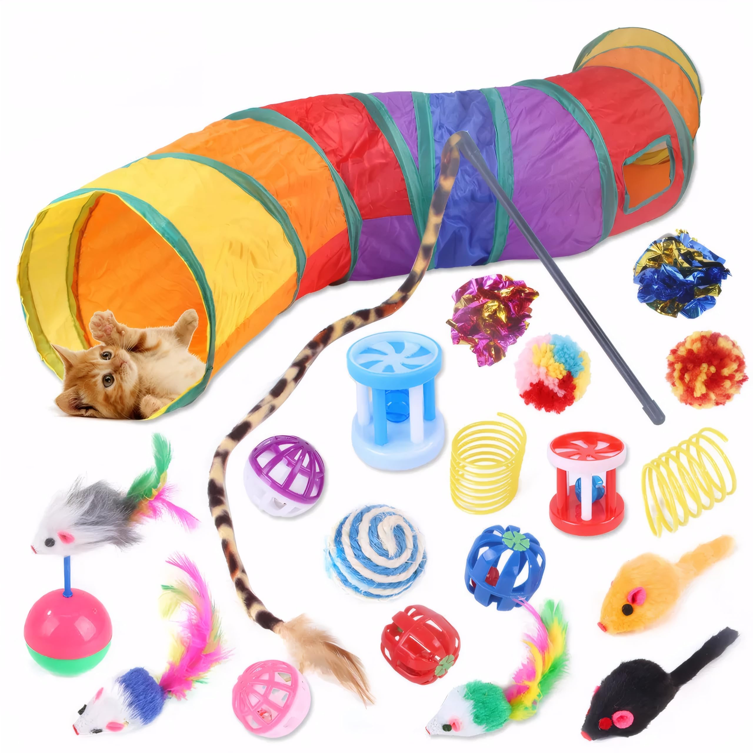SilqueSense set tuneles para gatos, juego interior de 20 piezas para estimular ejercicio.