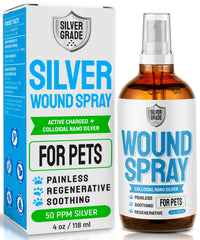 SILVER GRADE spray para heridas en mascotas, facilita la rápida limpieza de irritaciones.