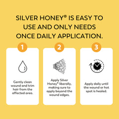  Silver Honey Absorbine aplicación sin contacto facilita tratamiento sin tocar la piel.