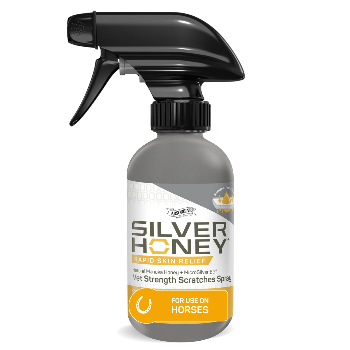Silver Honey Rapid Relief rociador para caballos, ayuda a calmar la piel durante el tratamiento.