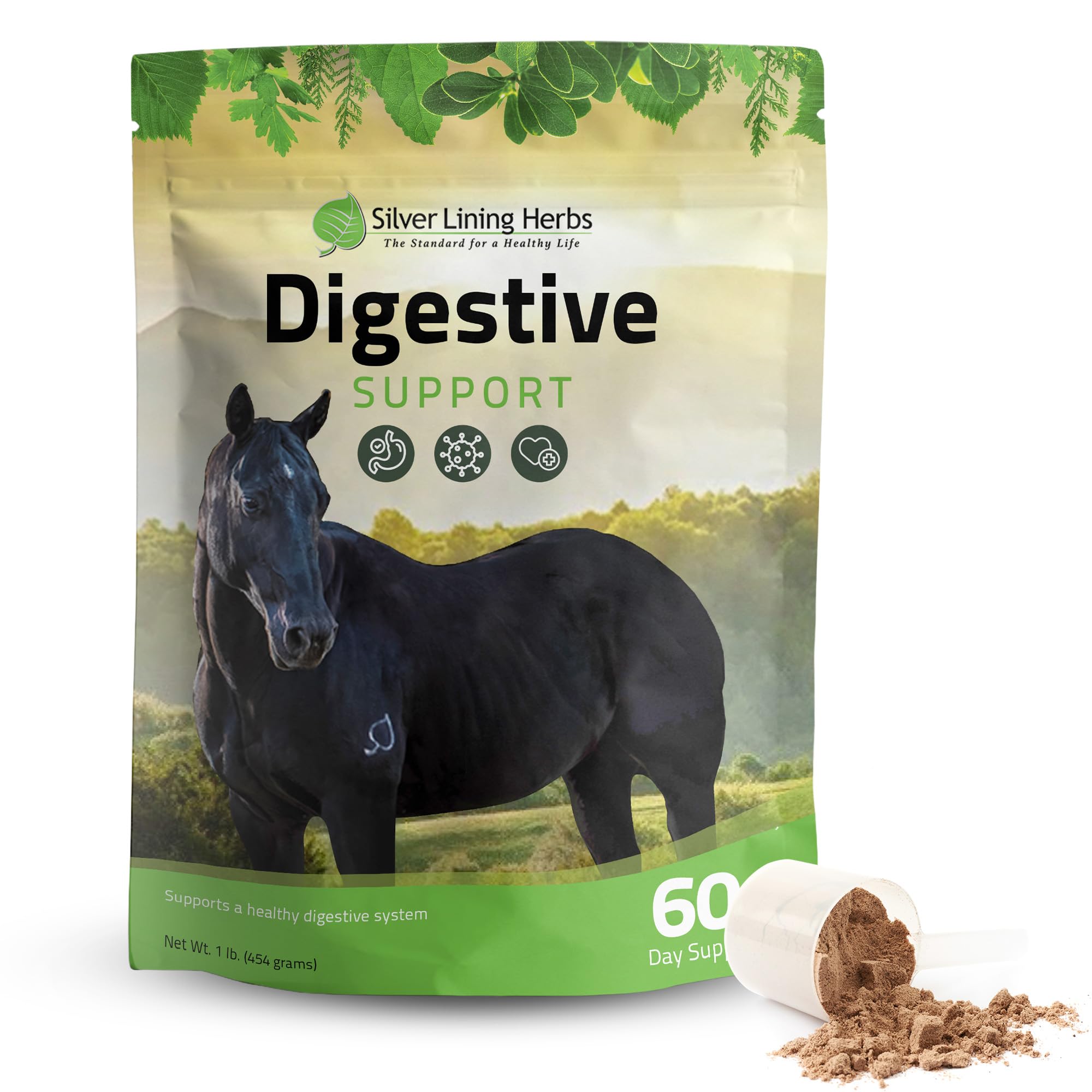 Silver Lining Herbs: polvo digestivo para caballos, apoya la salud intestinal