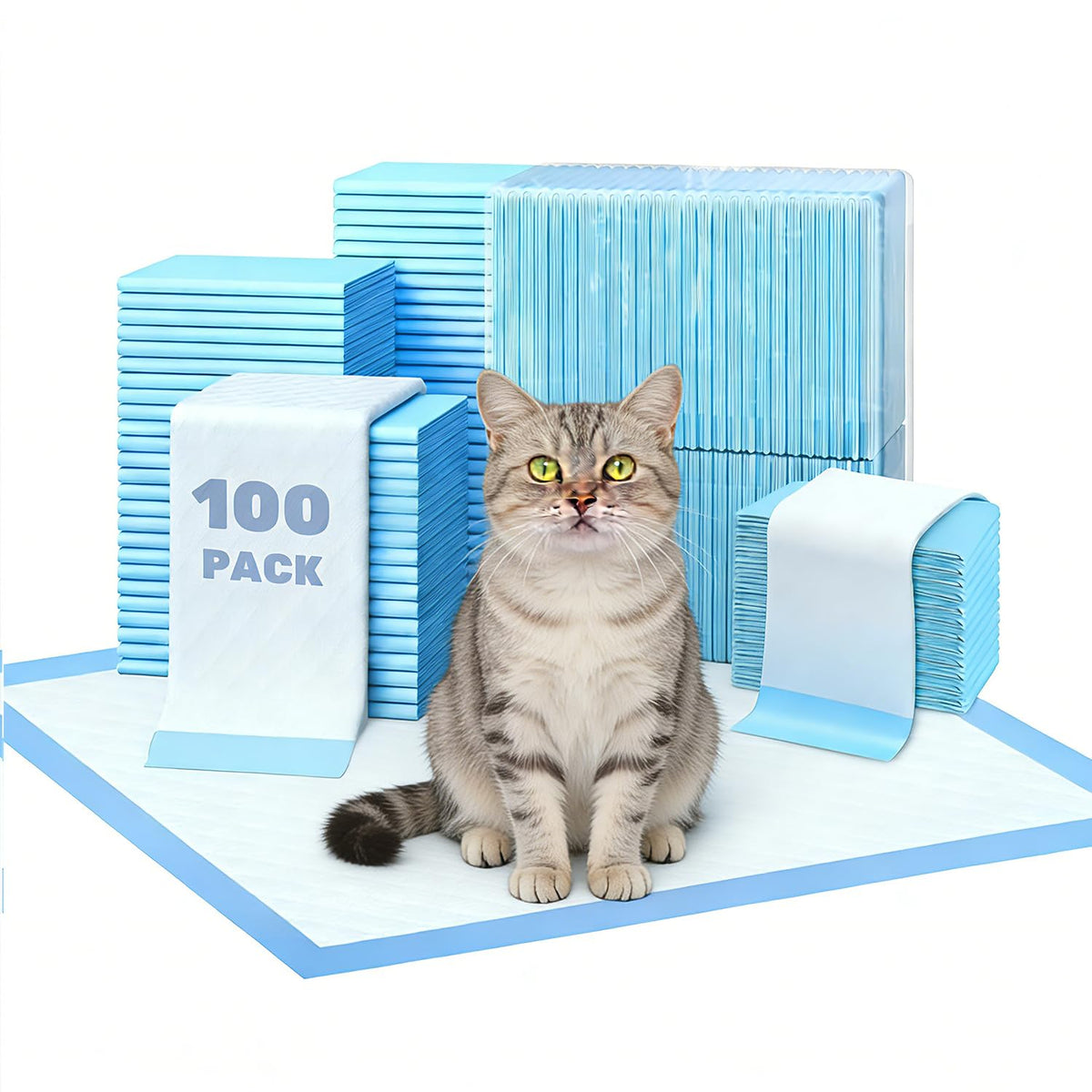 Simple Deluxe: almohadillas para gatos 22x22, 100 uds, tamaño ideal para bandejas