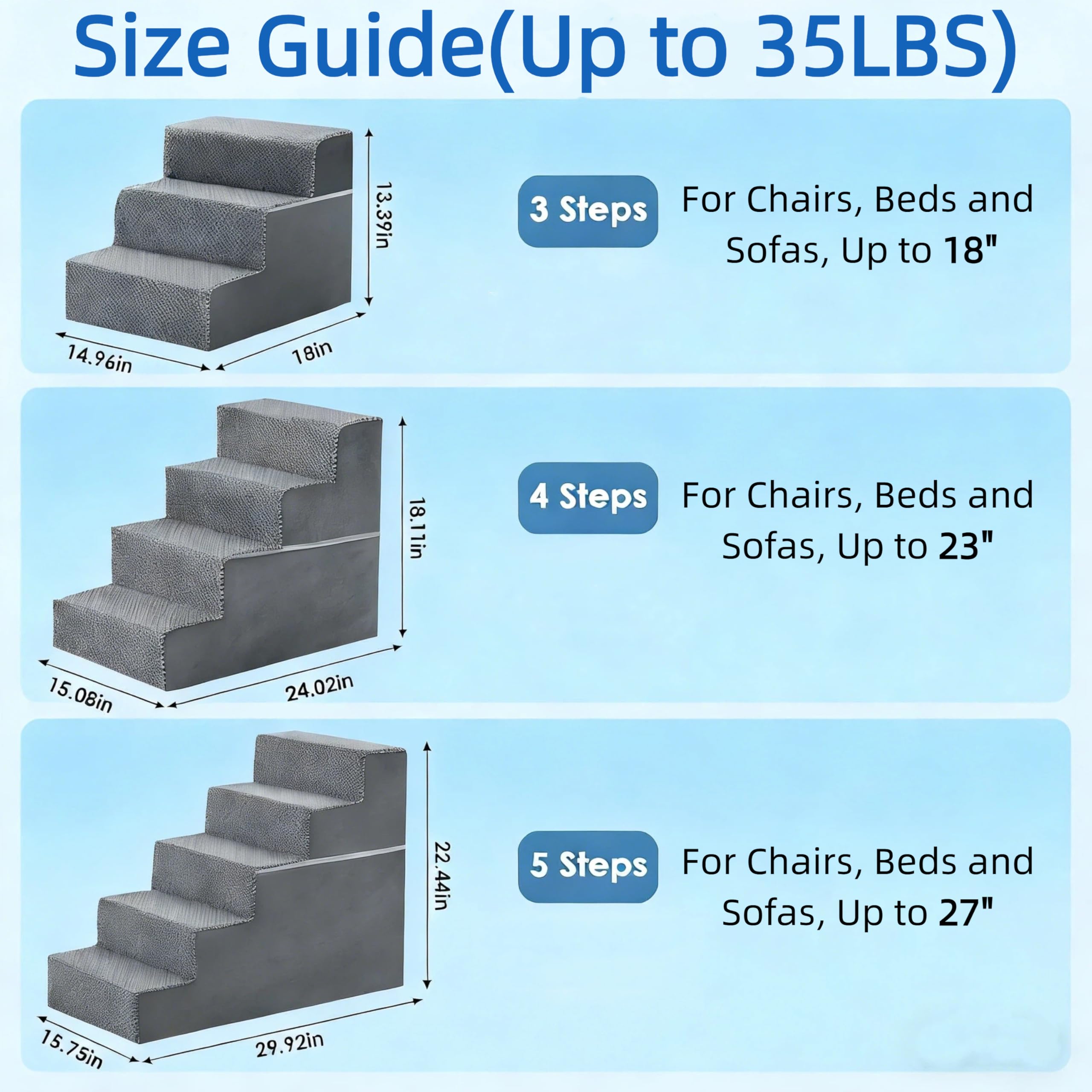 Escaleras Simple Deluxe con 3-4-5 escalones, altura adaptable