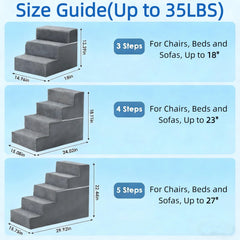 Simple Deluxe escaleras para perros de tres pasos, ideal para camas bajas.