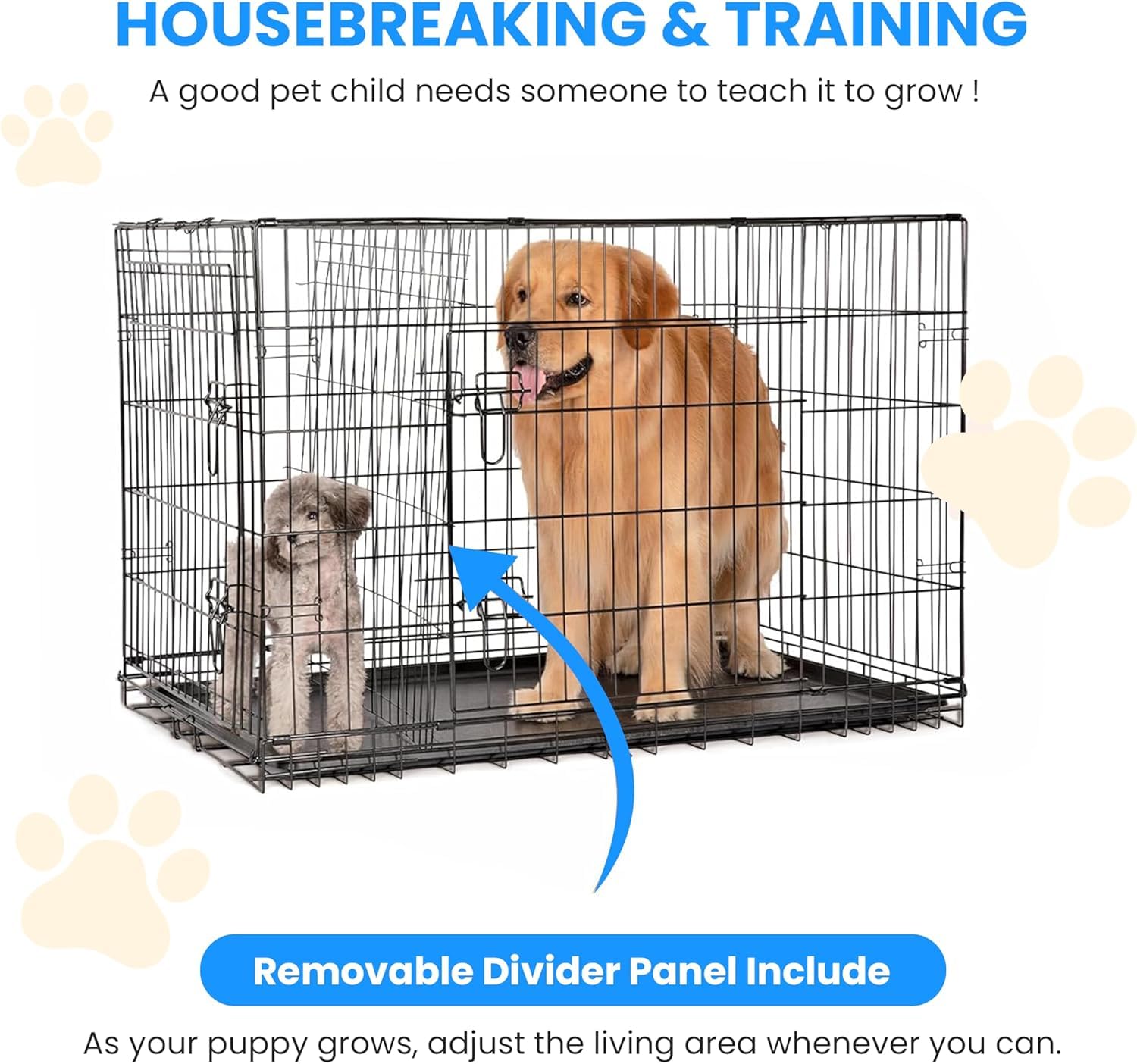 Simple Deluxe jaula plegable con divisor, ideal para dos mascotas en una misma estructura.