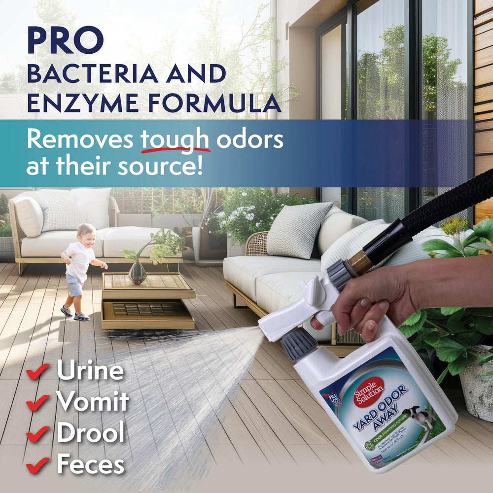 Simple Solution eliminador de olores exterior, superficies de concreto limpias y frescas.