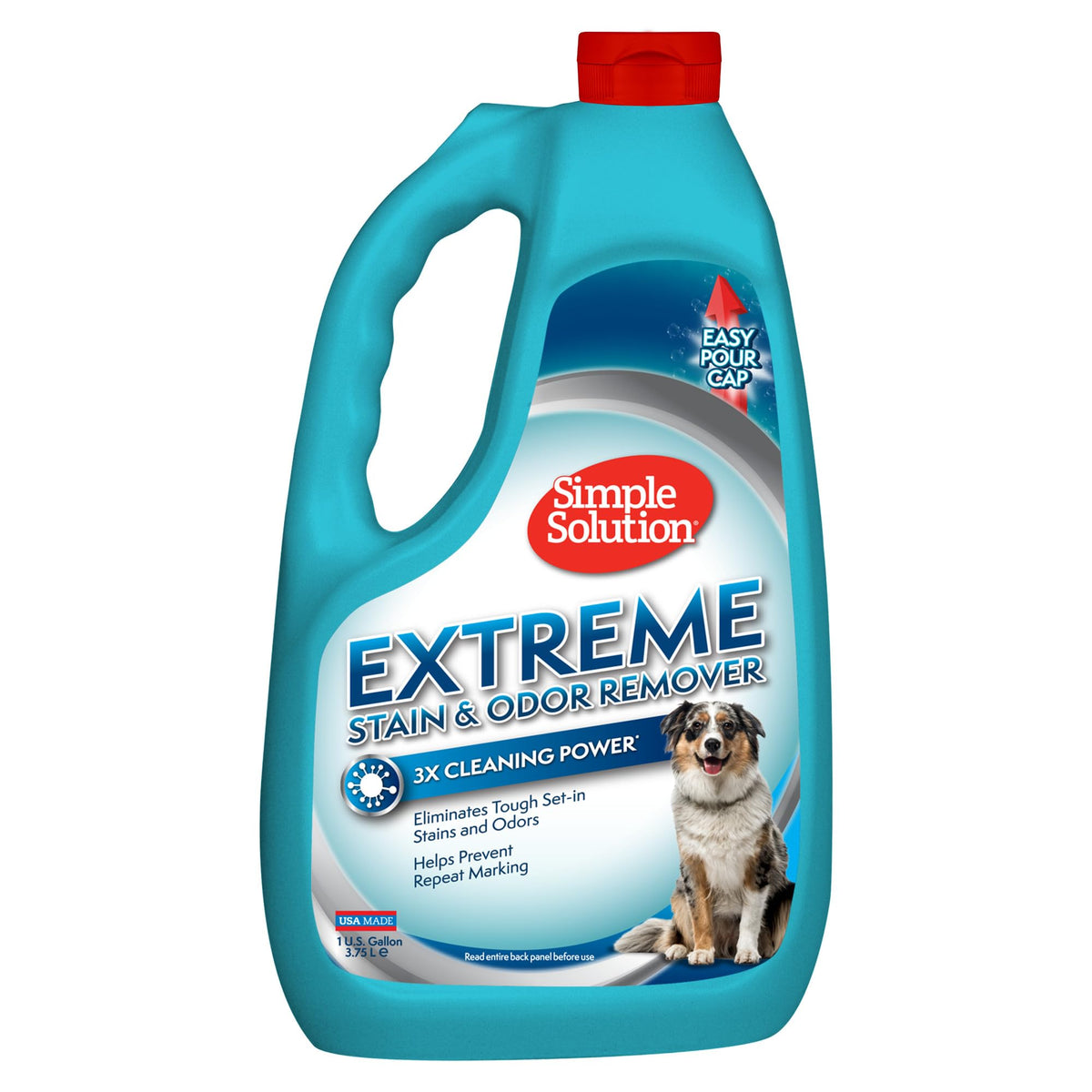 Simple Solution Extreme, botella de 1 galón, lista para eliminar manchas difíciles en el hogar.