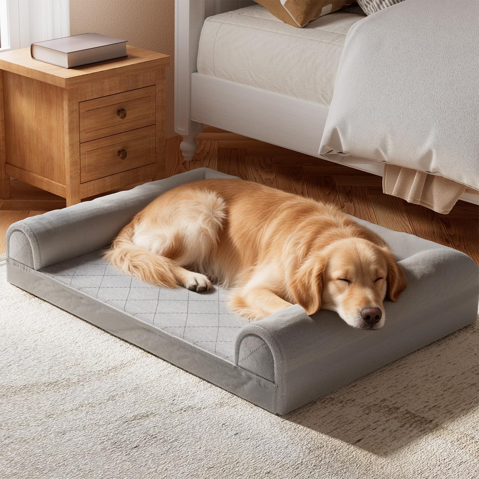 Dimensiones 36x27x6,5 pulgadas para perros de hasta 25 kg.