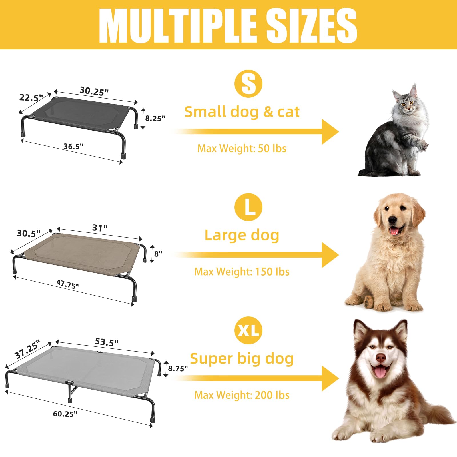 Cama Simple Trending de 121 cm de largo, muestra tamaño adecuado para perros grandes.