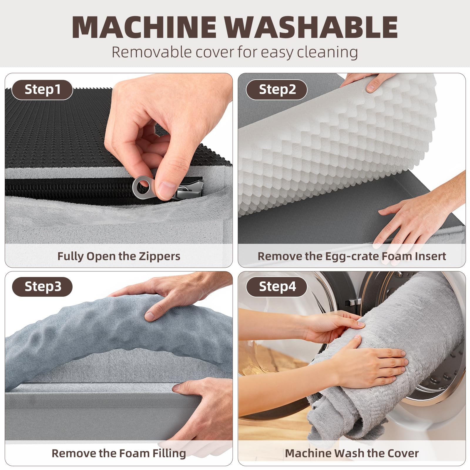 Funda lavable a máquina para limpieza rápida y práctica.