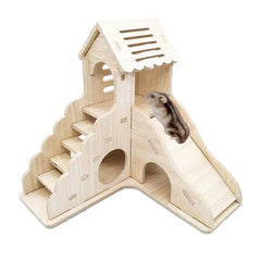 Sirvarni casa hámster madera con espacios ocultos para juego y descanso