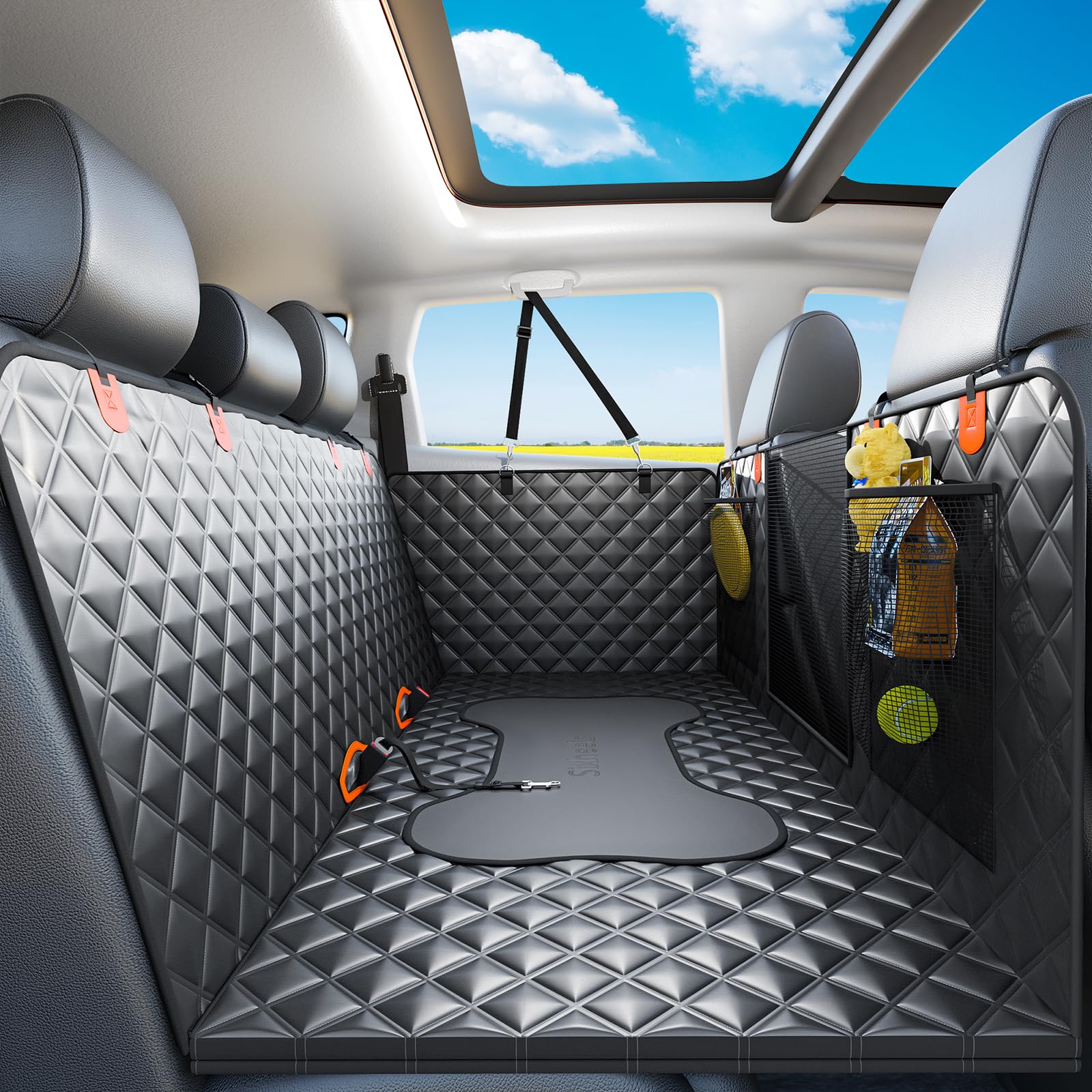 Sixheels cobertor de asiento trasero para perros con base dura y estable