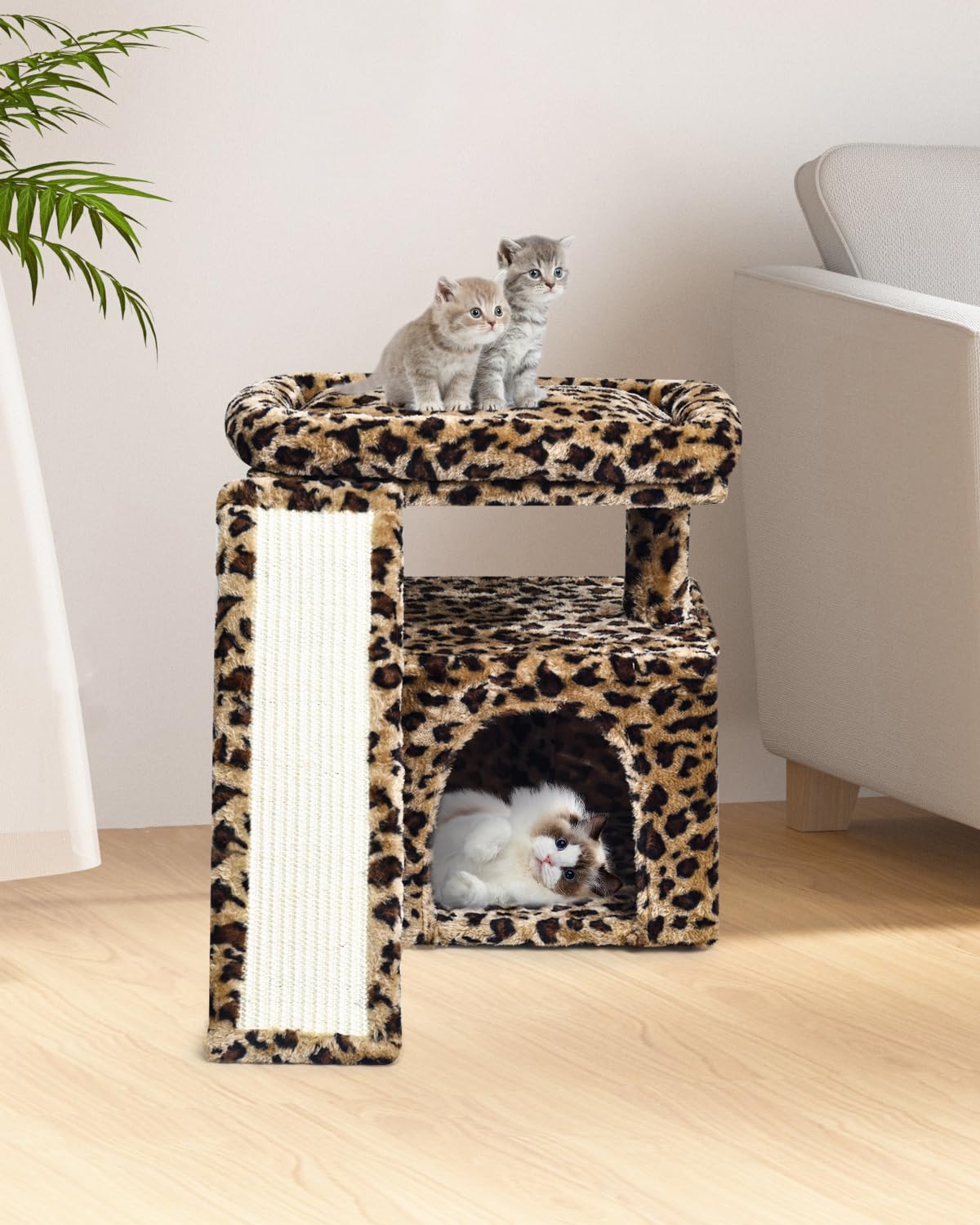 SIYIPURR árbol leopardo dimensiones compactas ideales para espacios pequeños.