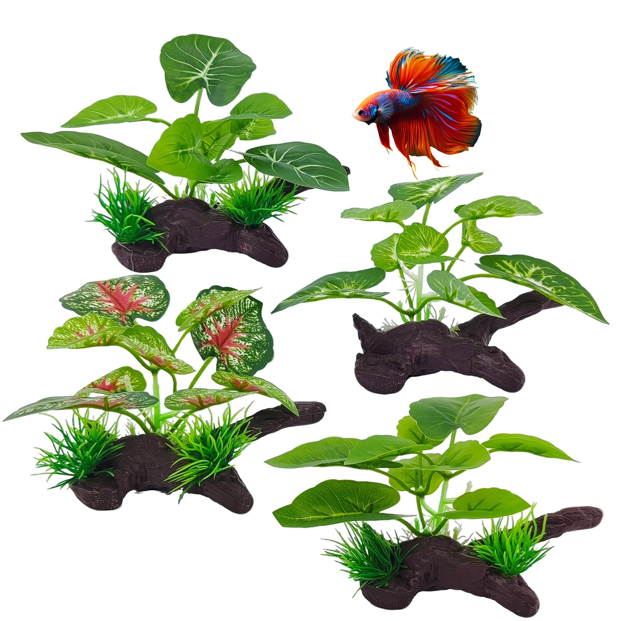 SIYIPURR, plantas de seda para acuario con hojas realistas que añaden color y movimiento.