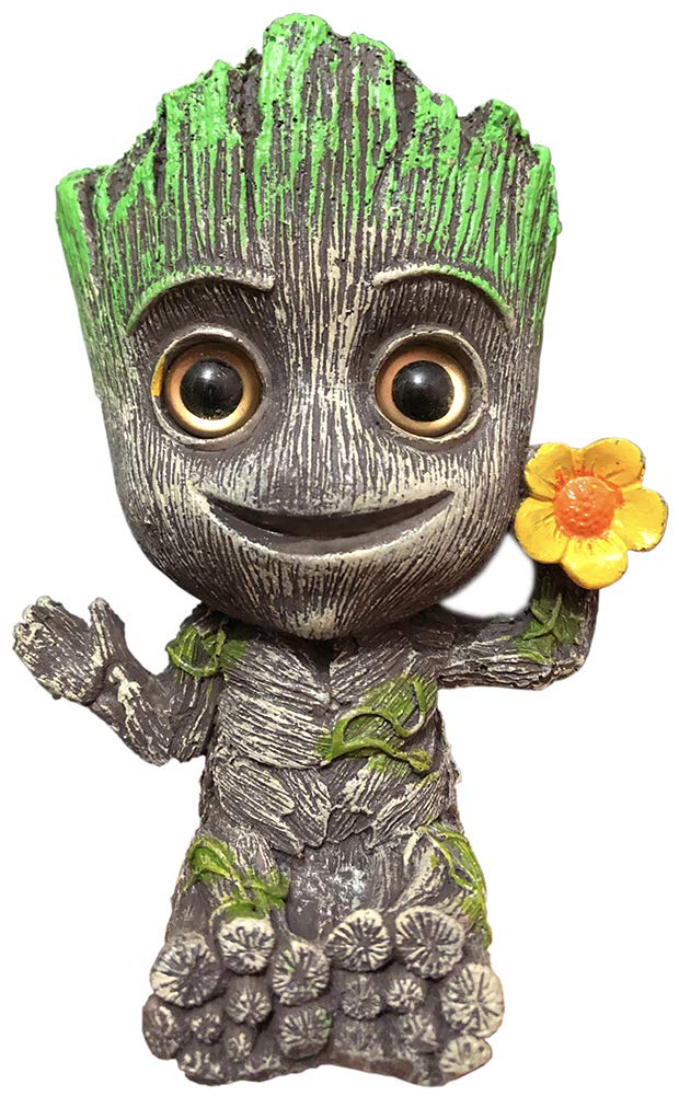 SLOCME Groot con burbujeador suave, decoración elegante para acuario.